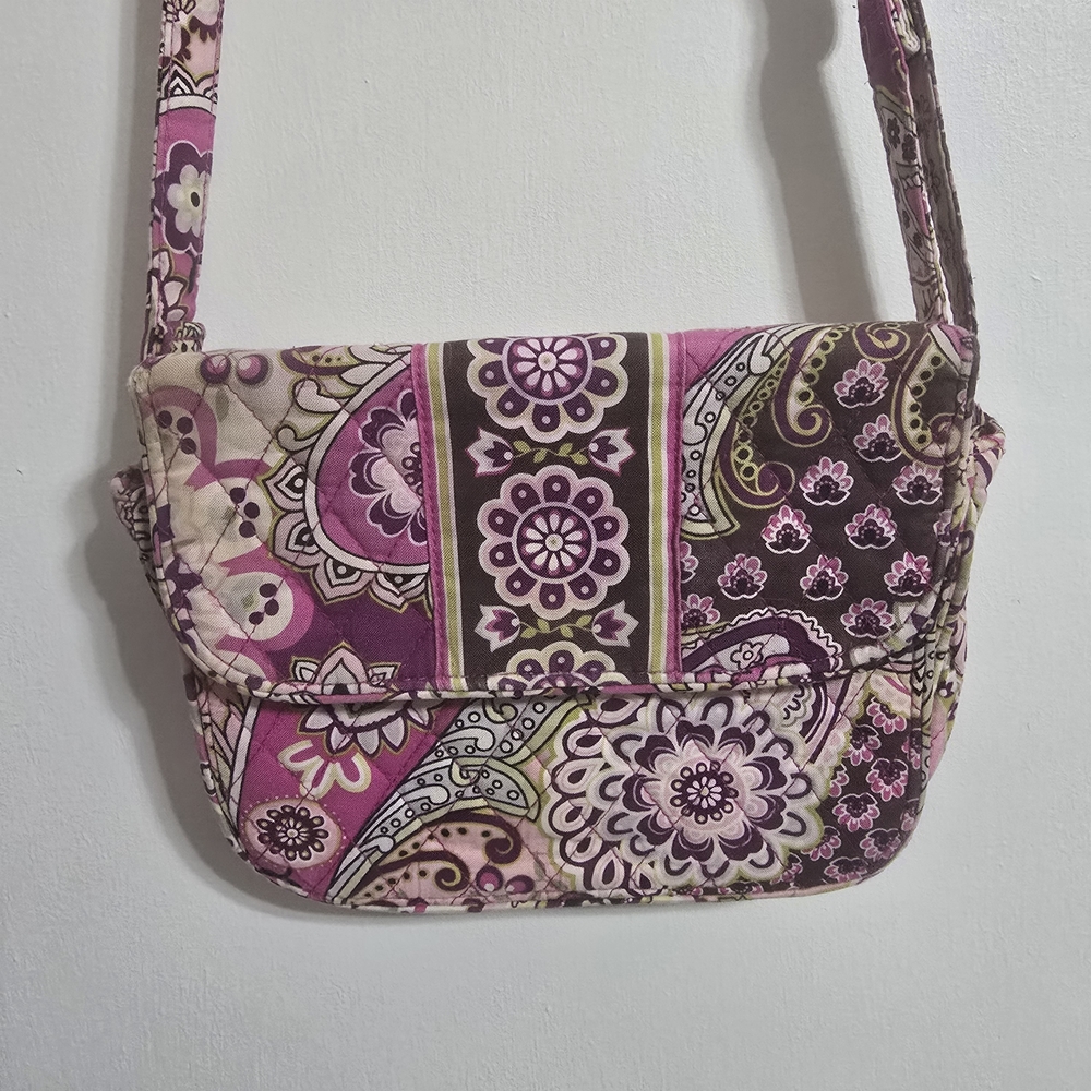 Vera Bradley Quilted Paisley Crossbody in Purple and Pink